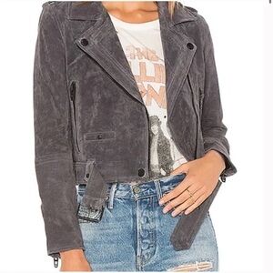 Blank NYC Charcoal Gray Suede Leather Jacket Size XS